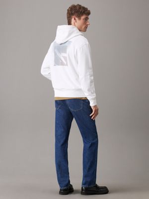 bright white hoodie met back logo voor heren - calvin klein jeans