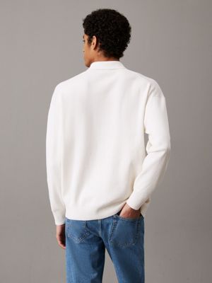 white sweter polo z bawełny dla mężczyźni - calvin klein jeans