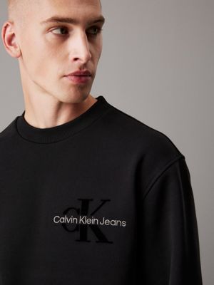 ck black relaxed monogram sweatshirt for men calvin klein jeans