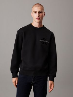 black relaxed monogram sweatshirt for men calvin klein jeans