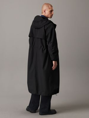 ck black technical hooded parka coat for men calvin klein jeans