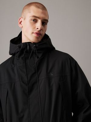 ck black technical hooded parka coat for men calvin klein jeans