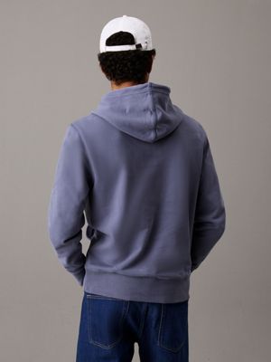 grisaille cotton terry badge hoodie for men calvin klein jeans