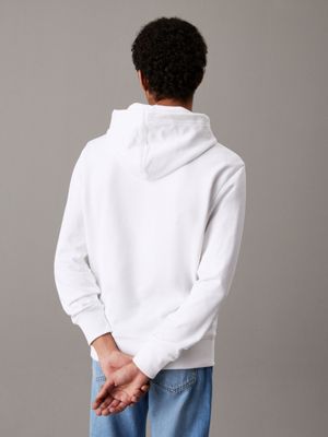 bright white cotton terry badge hoodie for men calvin klein jeans