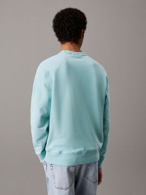 fresh mint cotton terry badge sweatshirt for men calvin klein jeans