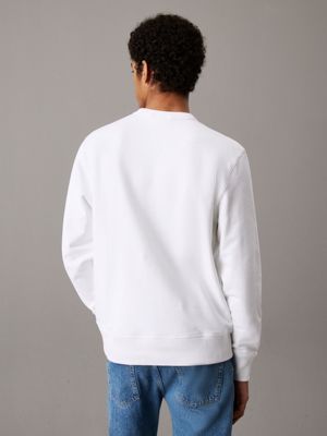 bright white cotton terry badge sweatshirt for men calvin klein jeans