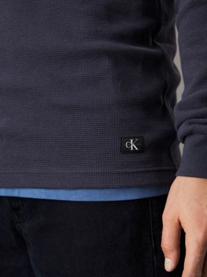 t-shirt a nido d'ape manica lunga slim india ink da uomini calvin klein jeans