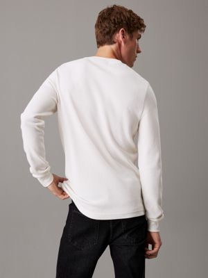 ivory long sleeve waffle t-shirt for men calvin klein jeans