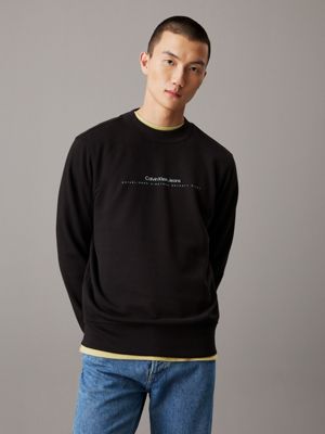 black minimal logo sweatshirt for men calvin klein jeans