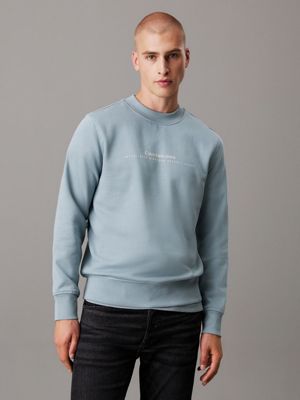 grey blue minimal logo sweatshirt for men calvin klein jeans