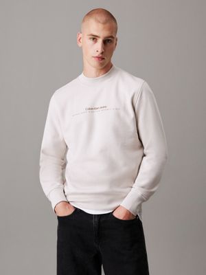 cream minimal logo sweatshirt for men calvin klein jeans