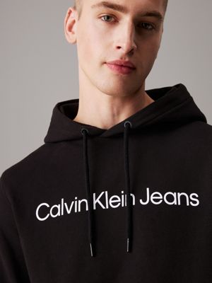 ck black logo fleece hoodie for men calvin klein jeans