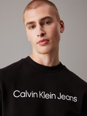 ck black logo fleece sweatshirt for men calvin klein jeans