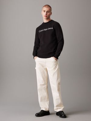 ck black logo fleece sweatshirt for men calvin klein jeans