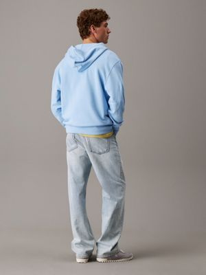 blue bell cotton terry monogram hoodie for men calvin klein jeans