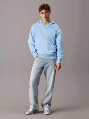 blue bell cotton terry monogram hoodie for men calvin klein jeans