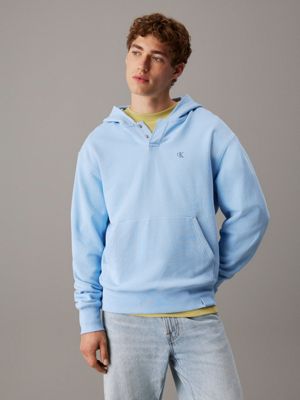 blue cotton terry monogram hoodie for men calvin klein jeans