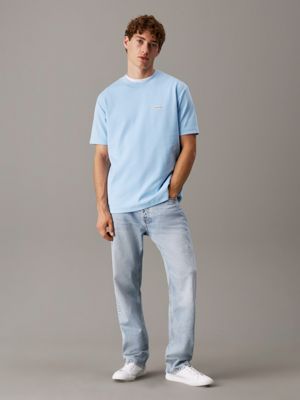 blue bell cotton stretch badge t-shirt for men calvin klein jeans