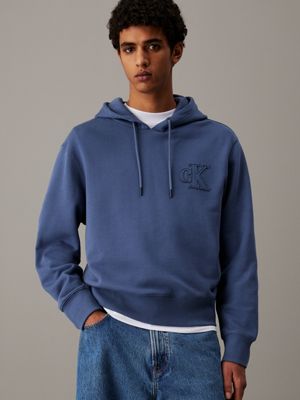 blue logo appliqué hoodie for men calvin klein jeans