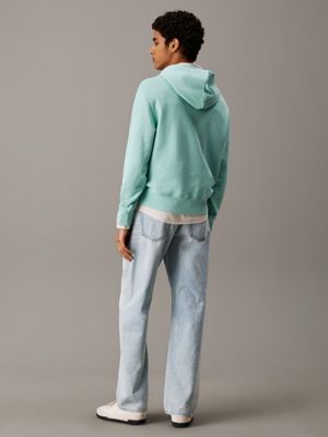 fresh mint logo appliqué hoodie for men calvin klein jeans