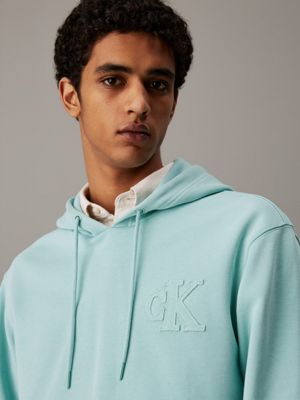 fresh mint logo appliqué hoodie for men calvin klein jeans