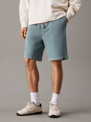 blue cotton terry jogger shorts for men calvin klein jeans