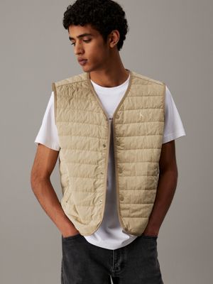 brown lightly padded gilet for men calvin klein jeans