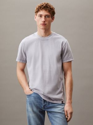 blue washed cotton t-shirt for men calvin klein jeans