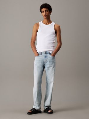 bright white ribbed cotton tank top for men calvin klein jeans