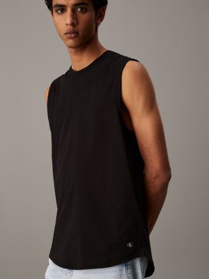 ck black cotton badge tank top for men calvin klein jeans