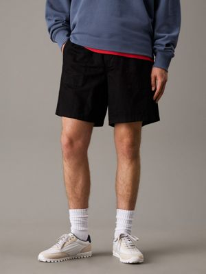 black cotton linen twill shorts for men calvin klein jeans