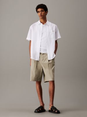 laurel oak pleated twill bermuda shorts for men calvin klein jeans