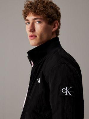 ck black structured nylon zip up jacket for men calvin klein jeans