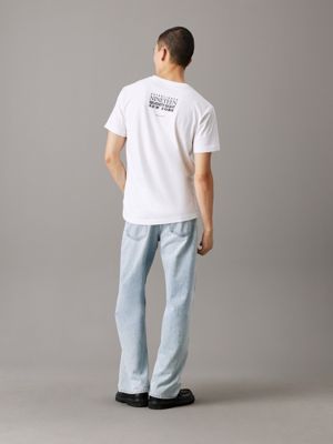 bright white t-shirt mit logo auf der rückseite für herren - calvin klein jeans