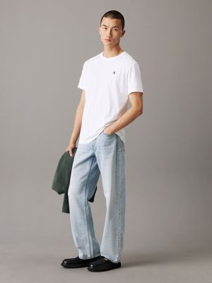 bright white t-shirt mit logo auf der rückseite für herren - calvin klein jeans