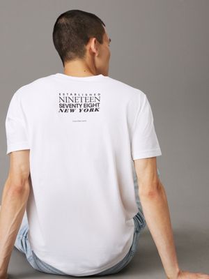 bright white back logo t-shirt for men calvin klein jeans