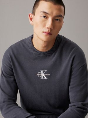 ebony cotton monogram jumper for men calvin klein jeans