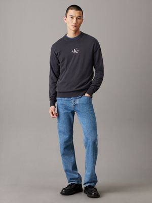 ebony cotton monogram jumper for men calvin klein jeans