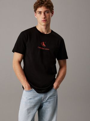 black monogram t-shirt for men calvin klein jeans