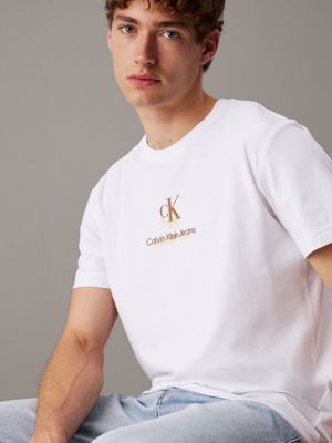 bright white monogram t-shirt for men calvin klein jeans