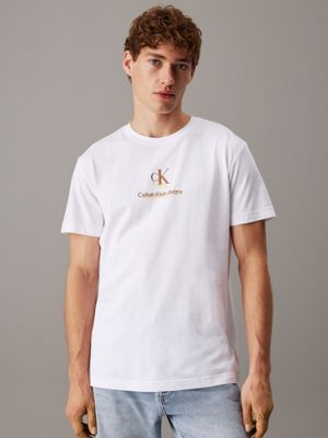 white monogram t-shirt for men calvin klein jeans