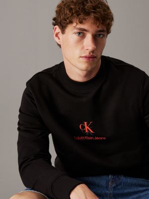 ck black cotton terry logo sweatshirt for men calvin klein jeans