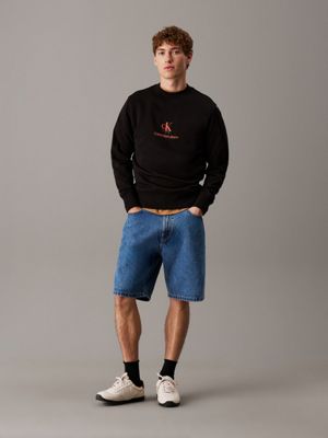 ck black cotton terry logo sweatshirt for men calvin klein jeans