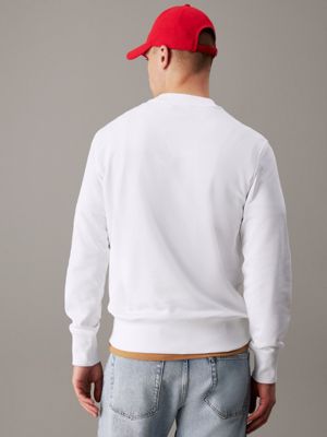 bright white cotton terry logo sweatshirt for men calvin klein jeans