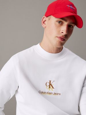 bright white cotton terry logo sweatshirt for men calvin klein jeans