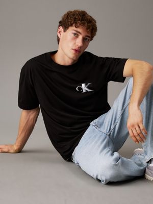 ck black relaxed monogram t-shirt for men calvin klein jeans