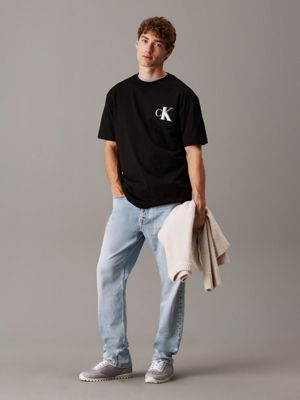 ck black relaxed monogram t-shirt for men calvin klein jeans