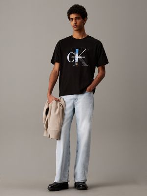 ck black monogram photo print t-shirt for men calvin klein jeans