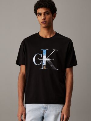 black monogram photo print t-shirt for men calvin klein jeans