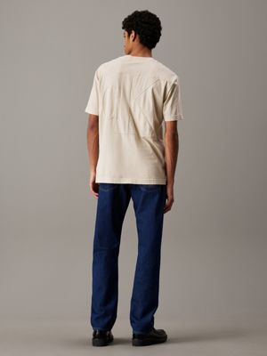 oatmeal relaxed logo appliqué t-shirt for men calvin klein jeans